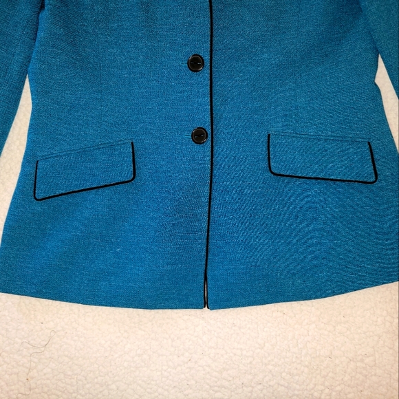 Women's Vintage Jones Wear Teal Fully Lined Blazer Size 12 - Picture 7 of 14
